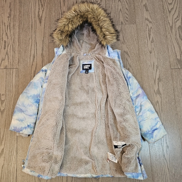 Girls fleece lined parka Lands' end Size M 8 - Picture 3 of 10